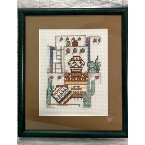 Golden Bee Counted Cross Stitch Kit 60417 Pueblo Scene Frame 11" x 10" Framed - Picture 1 of 4